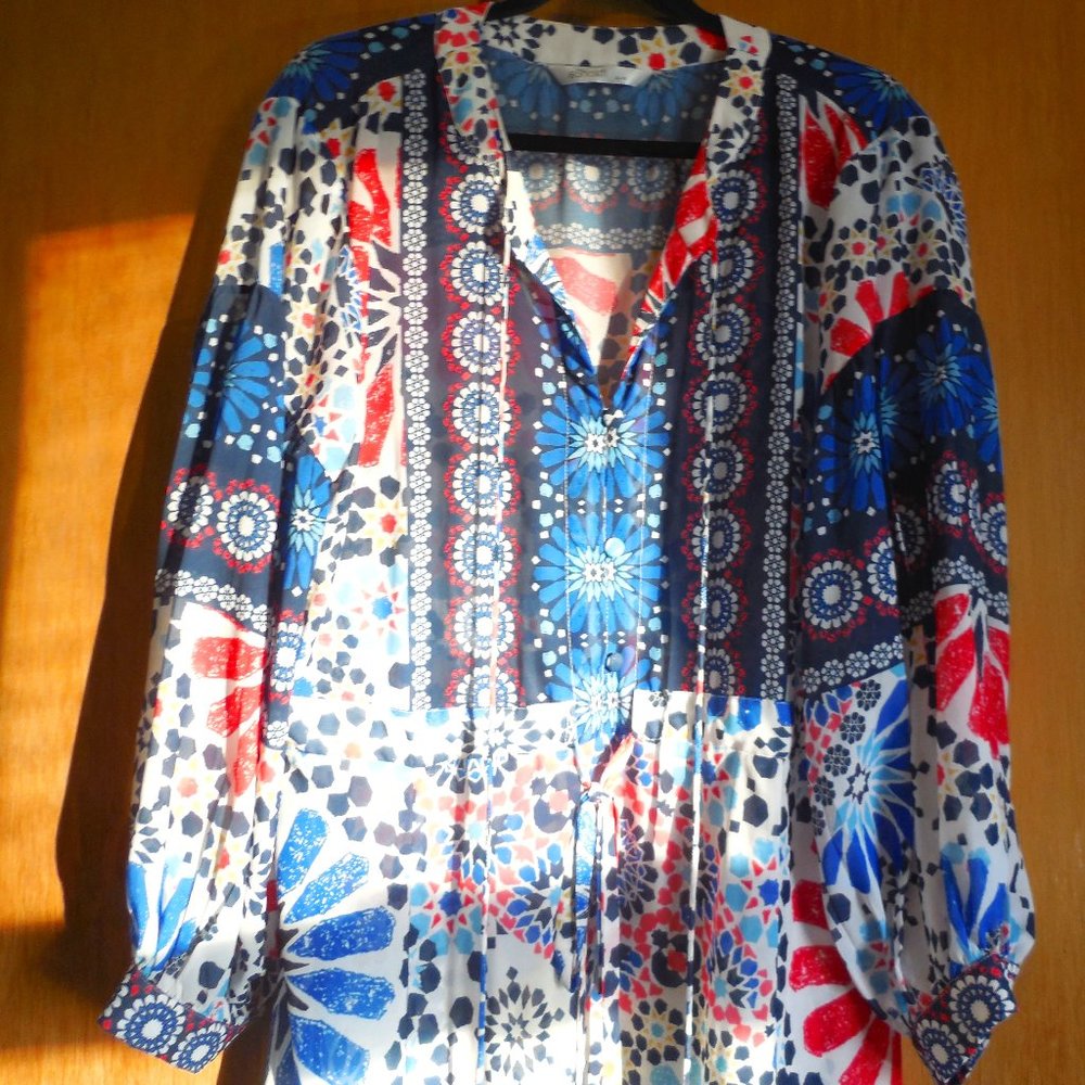 Eshakti, Colorful,  Sheer, Tile Print, Long, Dress